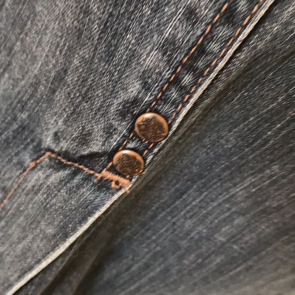 COLORADO womens 8 denim skirt 4 pockets mid blue back split front fly - Picture 8 of 16